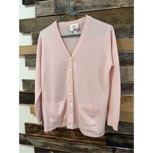Talbots cashmere light pink button front cardigan sz P fit small